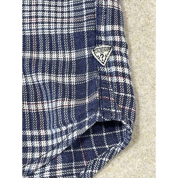 Guess LA 1981 -Blue Plaid Flannel Pearl Snap Button Up Shirt Women’s Sz Medium - Picture 7 of 16